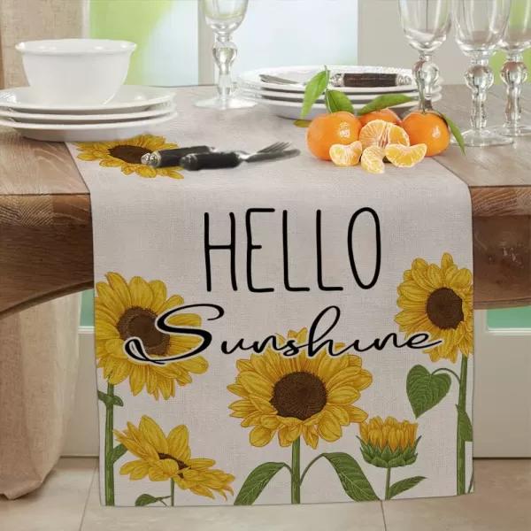 ARKENY Summer Sunflower Hello Sunshine Table Runner 13x72 InchesSeasonal Burlap Farmhouse Indoor Kitchen Dining Table Decoration for Home PartyARKENY Summer Sunflower Hello Sunshine Table Runner 13x72 InchesSeasonal Burlap Farmhouse Indoor Kitchen Dining Table Decoration for Home Party