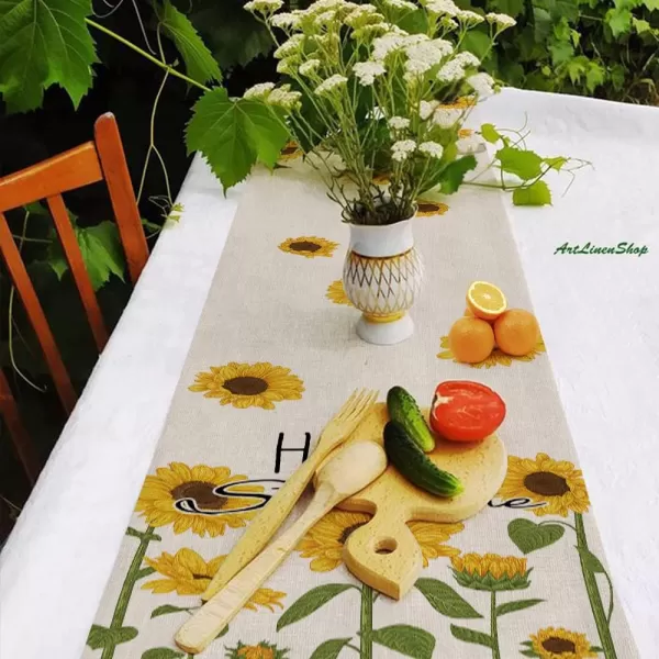 ARKENY Summer Sunflower Hello Sunshine Table Runner 13x72 InchesSeasonal Burlap Farmhouse Indoor Kitchen Dining Table Decoration for Home PartyARKENY Summer Sunflower Hello Sunshine Table Runner 13x72 InchesSeasonal Burlap Farmhouse Indoor Kitchen Dining Table Decoration for Home Party