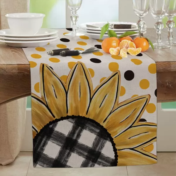 ARKENY Summer Sunflower Polk Dot Table Runner 13x72 InchesSeasonal Burlap Farmhouse Indoor Kitchen Dining Table Decoration for Home PartyARKENY Summer Sunflower Polk Dot Table Runner 13x72 InchesSeasonal Burlap Farmhouse Indoor Kitchen Dining Table Decoration for Home Party