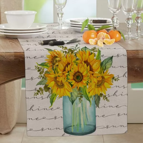 ARKENY Summer Sunflower Vase Table Runner 13x72 InchesSeasonal Burlap Farmhouse Indoor Kitchen Dining Table Decoration for Home PartyARKENY Summer Sunflower Vase Table Runner 13x72 InchesSeasonal Burlap Farmhouse Indoor Kitchen Dining Table Decoration for Home Party