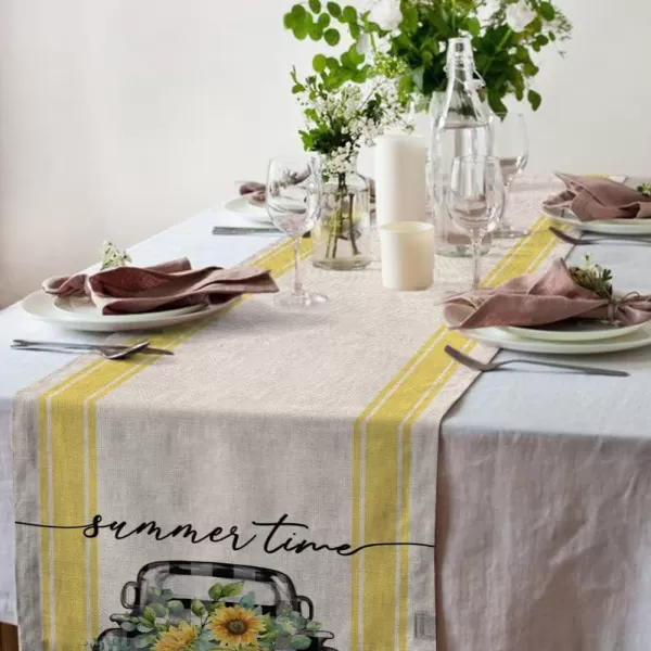 ARKENY Summer Time Sunflower Truck Table Runner 13x72 InchesSeasonal Burlap Farmhouse Indoor Kitchen Dining Table Decoration for Home PartyARKENY Summer Time Sunflower Truck Table Runner 13x72 InchesSeasonal Burlap Farmhouse Indoor Kitchen Dining Table Decoration for Home Party