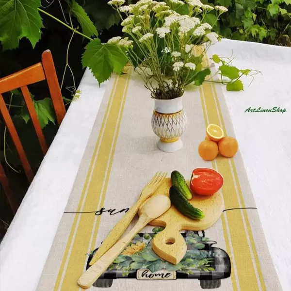 ARKENY Summer Time Sunflower Truck Table Runner 13x72 InchesSeasonal Burlap Farmhouse Indoor Kitchen Dining Table Decoration for Home PartyARKENY Summer Time Sunflower Truck Table Runner 13x72 InchesSeasonal Burlap Farmhouse Indoor Kitchen Dining Table Decoration for Home Party