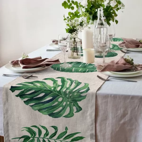 ARKENY Summer Tropical Palm Leaf Stripes Table Runner 13x72 InchesSeasonal Burlap Farmhouse Indoor Kitchen Dining Table Decoration for Home PartyARKENY Summer Tropical Palm Leaf Stripes Table Runner 13x72 InchesSeasonal Burlap Farmhouse Indoor Kitchen Dining Table Decoration for Home Party