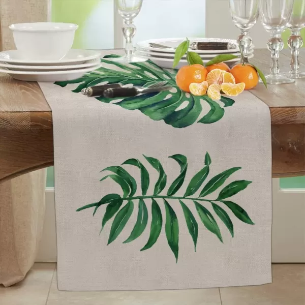 ARKENY Summer Tropical Palm Leaf Stripes Table Runner 13x72 InchesSeasonal Burlap Farmhouse Indoor Kitchen Dining Table Decoration for Home PartyARKENY Summer Tropical Palm Leaf Stripes Table Runner 13x72 InchesSeasonal Burlap Farmhouse Indoor Kitchen Dining Table Decoration for Home Party