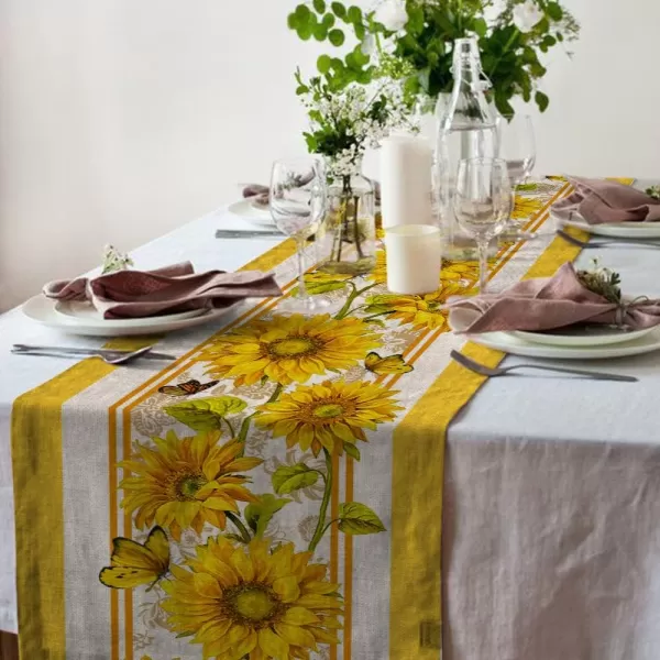 ARKENY Summer Yellow Sunflower Butterfly Table Runner 13x72 InchesSeasonal Burlap Farmhouse Indoor Kitchen Dining Table Decoration for Home PartyARKENY Summer Yellow Sunflower Butterfly Table Runner 13x72 InchesSeasonal Burlap Farmhouse Indoor Kitchen Dining Table Decoration for Home Party