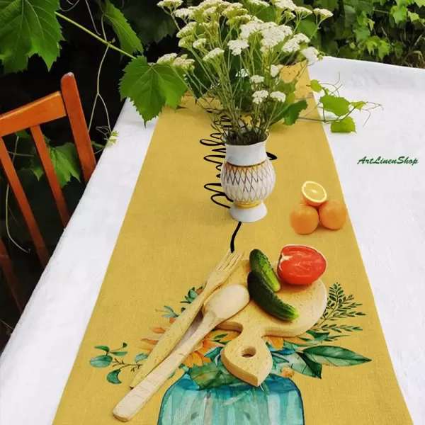 ARKENY Summer Yellow Sunflower Vase Sunshine Table Runner 13x72 InchesSeasonal Burlap Farmhouse Indoor Kitchen Dining Table Decoration for Home PartyARKENY Summer Yellow Sunflower Vase Sunshine Table Runner 13x72 InchesSeasonal Burlap Farmhouse Indoor Kitchen Dining Table Decoration for Home Party