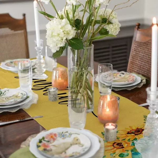 ARKENY Summer Yellow Sunflower Vase Sunshine Table Runner 13x72 InchesSeasonal Burlap Farmhouse Indoor Kitchen Dining Table Decoration for Home PartyARKENY Summer Yellow Sunflower Vase Sunshine Table Runner 13x72 InchesSeasonal Burlap Farmhouse Indoor Kitchen Dining Table Decoration for Home Party