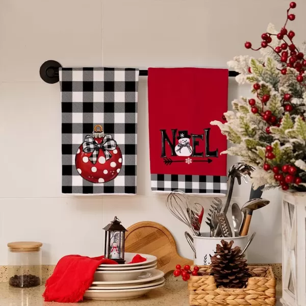 ARKENY Valentine Day Kitchen Towels Black Buffalo Plaid Check Bowknot Dish Towels 18x26 Inch Ultra Absorbent Wedding Drying Cloth Love Sign Hand Towel for Valentine Decorations Set of 2Red Bell