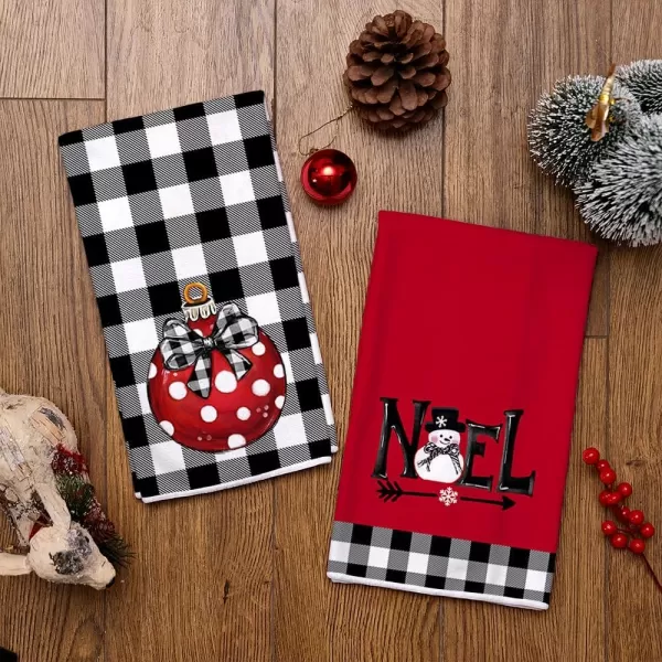 ARKENY Valentine Day Kitchen Towels Black Buffalo Plaid Check Bowknot Dish Towels 18x26 Inch Ultra Absorbent Wedding Drying Cloth Love Sign Hand Towel for Valentine Decorations Set of 2Red Bell