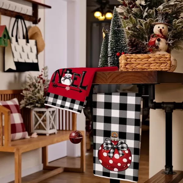 ARKENY Valentine Day Kitchen Towels Black Buffalo Plaid Check Bowknot Dish Towels 18x26 Inch Ultra Absorbent Wedding Drying Cloth Love Sign Hand Towel for Valentine Decorations Set of 2Red Bell
