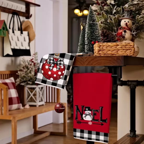 ARKENY Valentine Day Kitchen Towels Black Buffalo Plaid Check Bowknot Dish Towels 18x26 Inch Ultra Absorbent Wedding Drying Cloth Love Sign Hand Towel for Valentine Decorations Set of 2Red Bell
