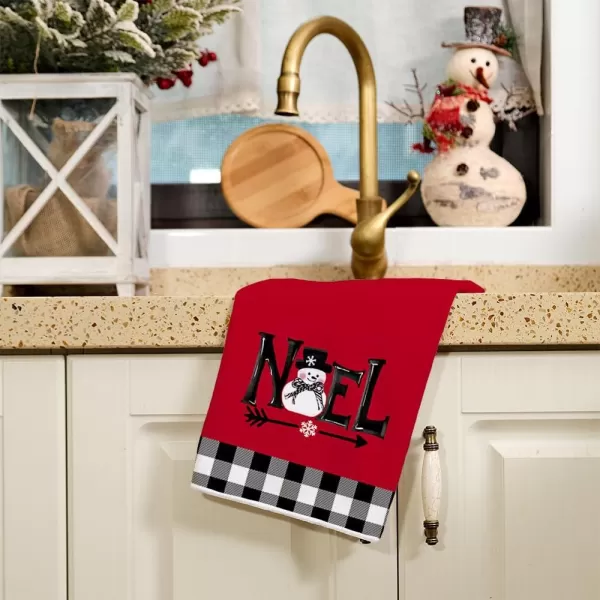 ARKENY Valentine Day Kitchen Towels Black Buffalo Plaid Check Bowknot Dish Towels 18x26 Inch Ultra Absorbent Wedding Drying Cloth Love Sign Hand Towel for Valentine Decorations Set of 2Red Bell