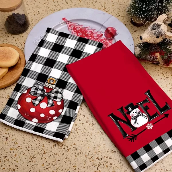 ARKENY Valentine Day Kitchen Towels Black Buffalo Plaid Check Bowknot Dish Towels 18x26 Inch Ultra Absorbent Wedding Drying Cloth Love Sign Hand Towel for Valentine Decorations Set of 2Red Bell
