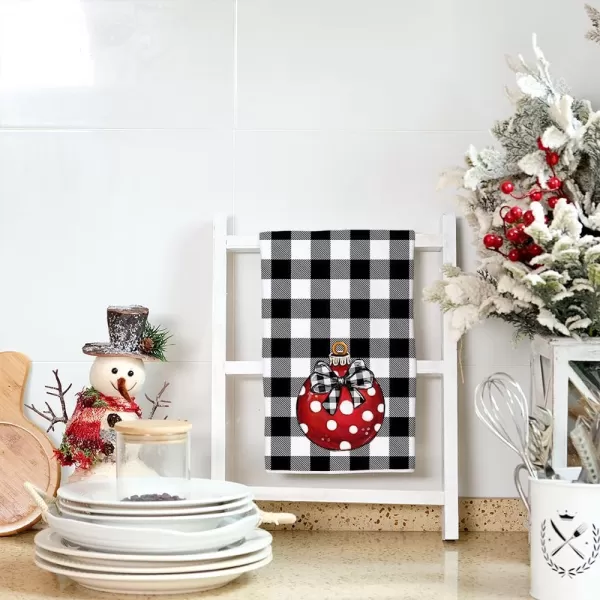 ARKENY Valentine Day Kitchen Towels Black Buffalo Plaid Check Bowknot Dish Towels 18x26 Inch Ultra Absorbent Wedding Drying Cloth Love Sign Hand Towel for Valentine Decorations Set of 2Red Bell