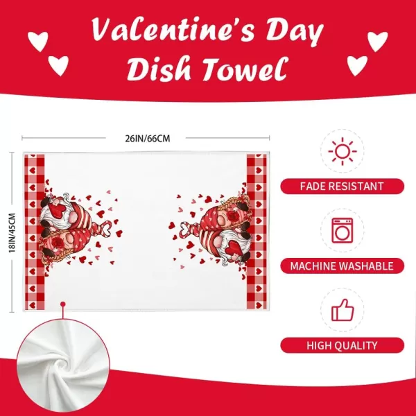 ARKENY Valentine Day Kitchen Towels Red Heart Gnome Dish Towels 18x26 Inch Ultra Absorbent Wedding Drying Cloth Hello Love Sign Hand Towel for Valentine Decorations Set of 2ARKENY Valentine Day Kitchen Towels Red Heart Gnome Dish Towels 18x26 Inch Ultra Absorbent Wedding Drying Cloth Hello Love Sign Hand Towel for Valentine Decorations Set of 2