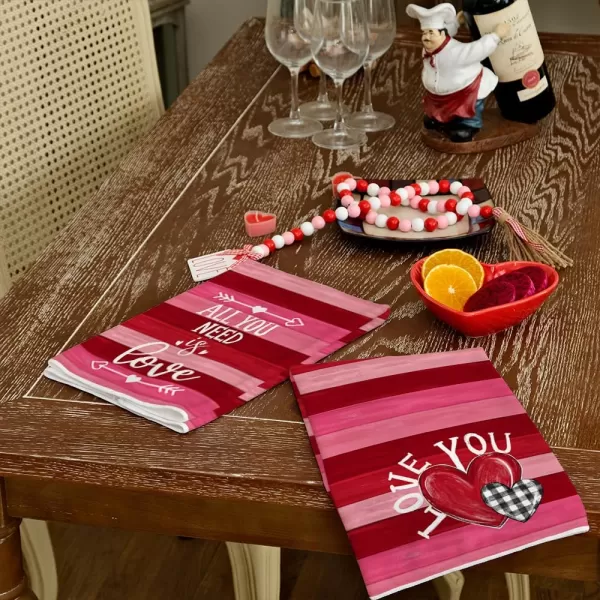 ARKENY Valentine Day Kitchen Towels Set of 2Black Buffalo Plaid Heart Red Stripes Dish Towels 18x26 Inch Drying DishclothFarmhouse Home Wedding Decoration AD178ARKENY Valentine Day Kitchen Towels Set of 2Black Buffalo Plaid Heart Red Stripes Dish Towels 18x26 Inch Drying DishclothFarmhouse Home Wedding Decoration AD178