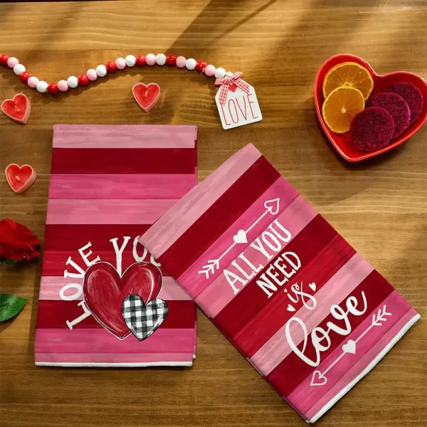 ARKENY Valentine Day Kitchen Towels Set of 2Black Buffalo Plaid Heart Red Stripes Dish Towels 18x26 Inch Drying DishclothFarmhouse Home Wedding Decoration AD178ARKENY Valentine Day Kitchen Towels Set of 2Black Buffalo Plaid Heart Red Stripes Dish Towels 18x26 Inch Drying DishclothFarmhouse Home Wedding Decoration AD178