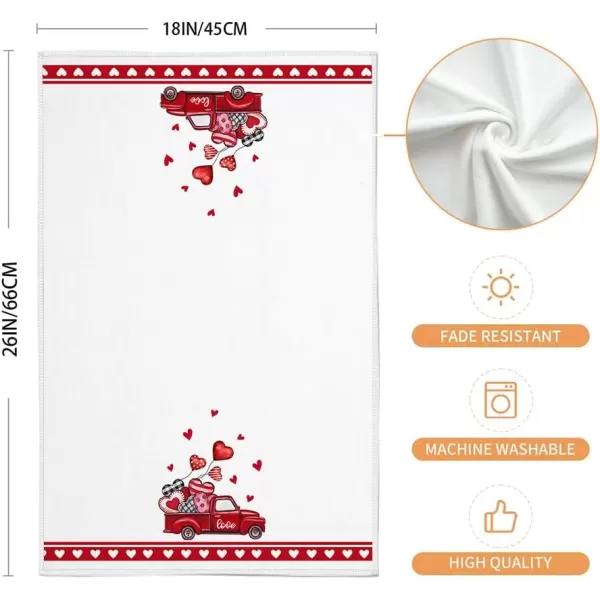 ARKENY Valentine Day Kitchen Towels Set of 2Pink Flower Love Truck Dish Towels 18x26 Inch Drying DishclothFarmhouse Home Wedding Decoration AD176Red Truck