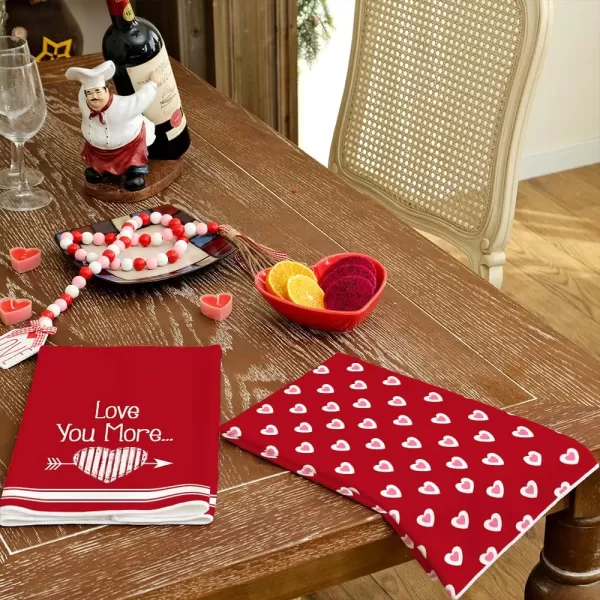 ARKENY Valentine Day Kitchen Towels Set of 2Pink Heart Arrow Love Your More Sign Dish Towels 18x26 Inch Drying DishclothFarmhouse Home Wedding Decoration AD171White Arrow