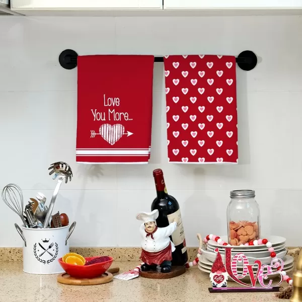 ARKENY Valentine Day Kitchen Towels Set of 2Pink Heart Arrow Love Your More Sign Dish Towels 18x26 Inch Drying DishclothFarmhouse Home Wedding Decoration AD171White Arrow