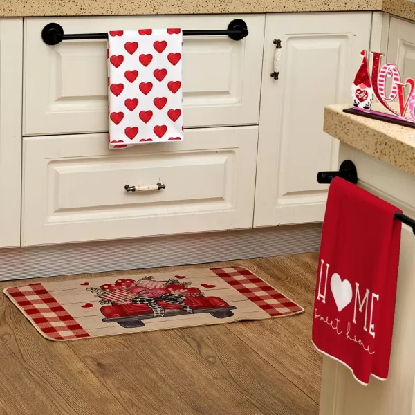 ARKENY Valentine Day Kitchen Towels Set of 2Pink Heart Arrow Love Your More Sign Dish Towels 18x26 Inch Drying DishclothFarmhouse Home Wedding Decoration AD171Red 1