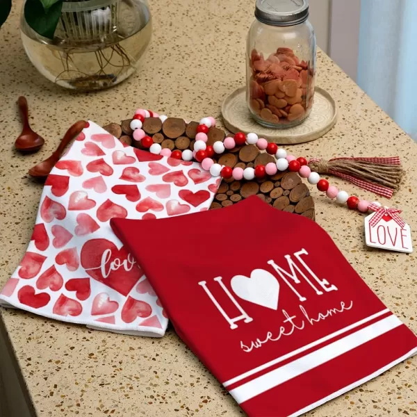 ARKENY Valentine Day Kitchen Towels Set of 2Pink Heart Sweet Home Sign Dish Towels 18x26 Inch Drying DishclothFarmhouse Home Wedding Decoration AD175ARKENY Valentine Day Kitchen Towels Set of 2Pink Heart Sweet Home Sign Dish Towels 18x26 Inch Drying DishclothFarmhouse Home Wedding Decoration AD175