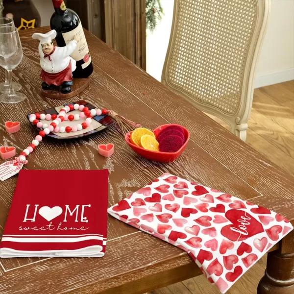 ARKENY Valentine Day Kitchen Towels Set of 2Pink Heart Sweet Home Sign Dish Towels 18x26 Inch Drying DishclothFarmhouse Home Wedding Decoration AD175ARKENY Valentine Day Kitchen Towels Set of 2Pink Heart Sweet Home Sign Dish Towels 18x26 Inch Drying DishclothFarmhouse Home Wedding Decoration AD175