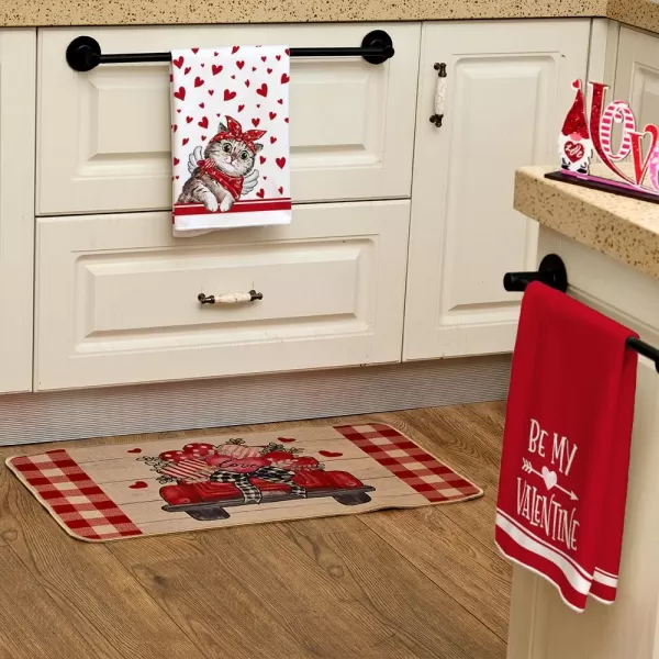 ARKENY Valentine Day Kitchen Towels Set of 2Red Cat Love Dish Towels 18x26 Inch Drying DishclothFarmhouse Home Decoration AD138Red Love Cat