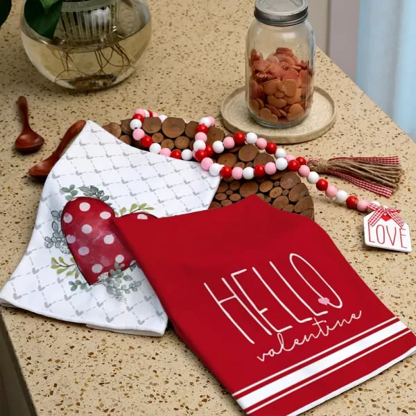 ARKENY Valentine Day Kitchen Towels Set of 2Red Polka dot Heart Eucalyptus Leaves Dish Towels 18x26 Inch Drying DishclothFarmhouse Home Wedding Decoration AD181ARKENY Valentine Day Kitchen Towels Set of 2Red Polka dot Heart Eucalyptus Leaves Dish Towels 18x26 Inch Drying DishclothFarmhouse Home Wedding Decoration AD181