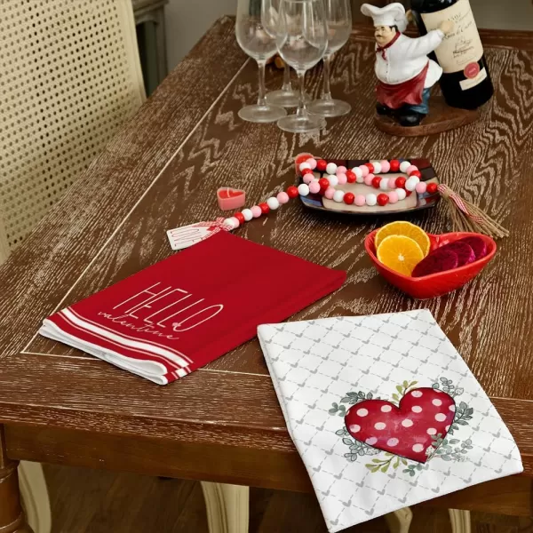 ARKENY Valentine Day Kitchen Towels Set of 2Red Polka dot Heart Eucalyptus Leaves Dish Towels 18x26 Inch Drying DishclothFarmhouse Home Wedding Decoration AD181ARKENY Valentine Day Kitchen Towels Set of 2Red Polka dot Heart Eucalyptus Leaves Dish Towels 18x26 Inch Drying DishclothFarmhouse Home Wedding Decoration AD181