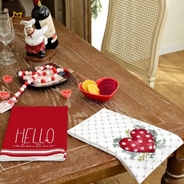 ARKENY Valentine Day Kitchen Towels Set of 2Red Polka dot Heart Eucalyptus Leaves Dish Towels 18x26 Inch Drying DishclothFarmhouse Home Wedding Decoration AD181ARKENY Valentine Day Kitchen Towels Set of 2Red Polka dot Heart Eucalyptus Leaves Dish Towels 18x26 Inch Drying DishclothFarmhouse Home Wedding Decoration AD181