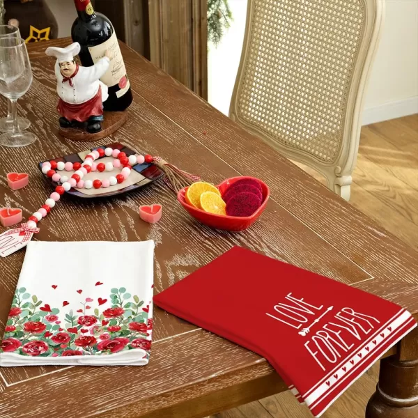 ARKENY Valentine Day Kitchen Towels Set of 2Red Rose Love Dish Towels 18x26 Inch Drying DishclothFarmhouse Home Decoration AD137ARKENY Valentine Day Kitchen Towels Set of 2Red Rose Love Dish Towels 18x26 Inch Drying DishclothFarmhouse Home Decoration AD137