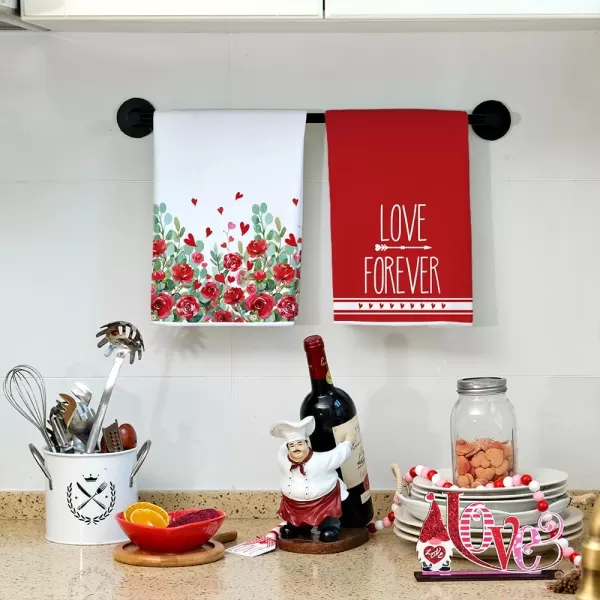 ARKENY Valentine Day Kitchen Towels Set of 2Red Rose Love Dish Towels 18x26 Inch Drying DishclothFarmhouse Home Decoration AD137ARKENY Valentine Day Kitchen Towels Set of 2Red Rose Love Dish Towels 18x26 Inch Drying DishclothFarmhouse Home Decoration AD137