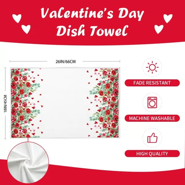 ARKENY Valentine Day Kitchen Towels Set of 2Red Rose Love Dish Towels 18x26 Inch Drying DishclothFarmhouse Home Decoration AD137ARKENY Valentine Day Kitchen Towels Set of 2Red Rose Love Dish Towels 18x26 Inch Drying DishclothFarmhouse Home Decoration AD137