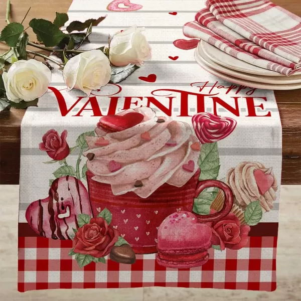 ARKENY Valentines Day Decorations Cream Cake Honey Leaves Table Runner 13x72 Inches Seasonal Love Flower Decor Holiday Farmhouse Indoor Vintage Theme Gathering Dinner Party AT364ARKENY Valentines Day Decorations Cream Cake Honey Leaves Table Runner 13x72 Inches Seasonal Love Flower Decor Holiday Farmhouse Indoor Vintage Theme Gathering Dinner Party AT364