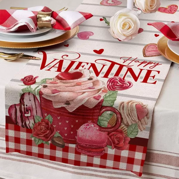 ARKENY Valentines Day Decorations Cream Cake Honey Leaves Table Runner 13x72 Inches Seasonal Love Flower Decor Holiday Farmhouse Indoor Vintage Theme Gathering Dinner Party AT364ARKENY Valentines Day Decorations Cream Cake Honey Leaves Table Runner 13x72 Inches Seasonal Love Flower Decor Holiday Farmhouse Indoor Vintage Theme Gathering Dinner Party AT364