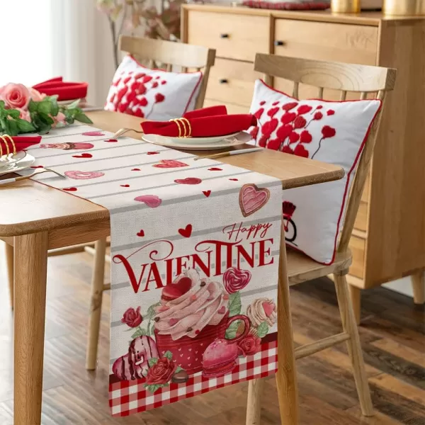 ARKENY Valentines Day Decorations Cream Cake Honey Leaves Table Runner 13x72 Inches Seasonal Love Flower Decor Holiday Farmhouse Indoor Vintage Theme Gathering Dinner Party AT364ARKENY Valentines Day Decorations Cream Cake Honey Leaves Table Runner 13x72 Inches Seasonal Love Flower Decor Holiday Farmhouse Indoor Vintage Theme Gathering Dinner Party AT364