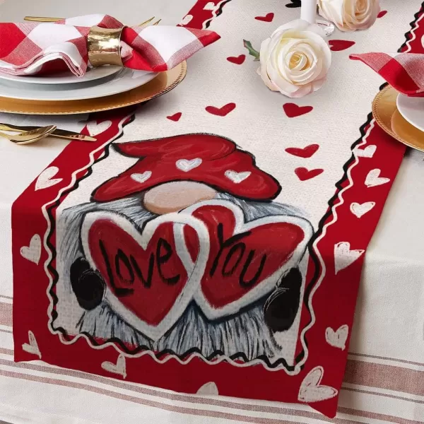 ARKENY Valentines Day Decorations Gnomes Red Table Runner 13x72 Inches Seasonal I Love You Decor Holiday Farmhouse Indoor Vintage Theme Gathering Dinner Party AT348ARKENY Valentines Day Decorations Gnomes Red Table Runner 13x72 Inches Seasonal I Love You Decor Holiday Farmhouse Indoor Vintage Theme Gathering Dinner Party AT348