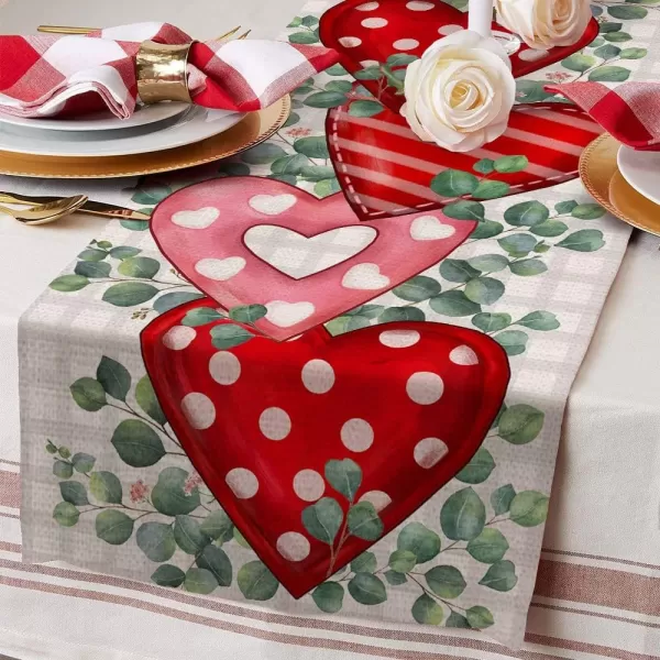 ARKENY Valentines Day Placemats 12x18 Inches Set of 4 Heart Leaves Flower Seasonal Farmhouse Burlap Indoor Kitchen Dining Table Decorations for Home Party AP22118Multi Color Table Runner  13X72