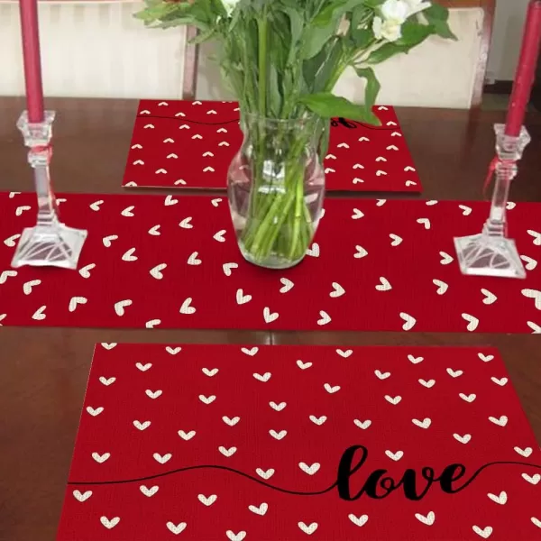 ARKENY Valentines Day Placemats 12x18 Inches Set of 4 Heart Love Pink Seasonal Farmhouse Burlap Indoor Kitchen Dining Table Decorations for Home Party AP51118Red Placemats Set of 6  12X18