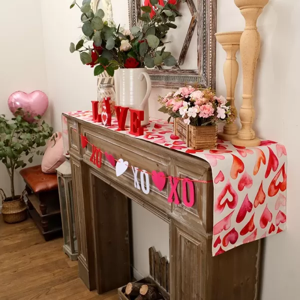 ARKENY Valentines Day Placemats 12x18 Inches Set of 4 Heart Love Pink Seasonal Farmhouse Burlap Indoor Kitchen Dining Table Decorations for Home Party AP51218Pink Table Runner  13X72