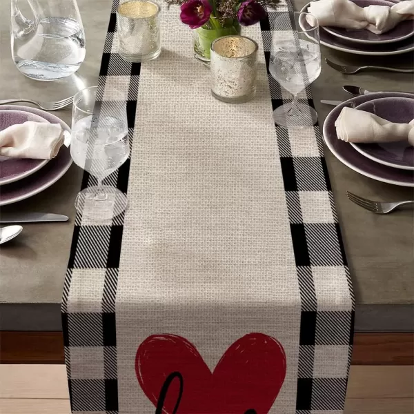 ARKENY Valentines Day Placemats 12x18 Inches Set of 4 Love Heart Seasonal Farmhouse Burlap Buffalo Plaid Indoor Kitchen Dining Table Decorations for Home Party AP02418Buffalo Plaid Table Runner  13X72