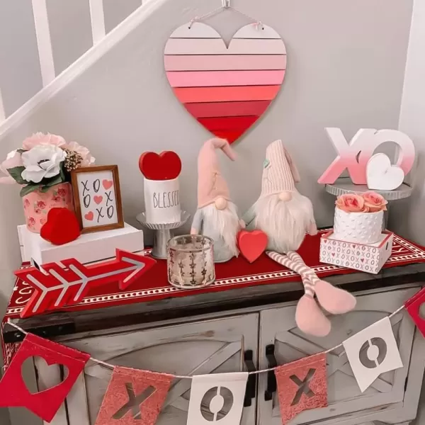 ARKENY Valentines Day Placemats 12x18 Inches Set of 4 Love Heart Seasonal Farmhouse Burlap Red Indoor Kitchen Dining Table Decorations for Home Party AP02318Red Table Runner  13X72