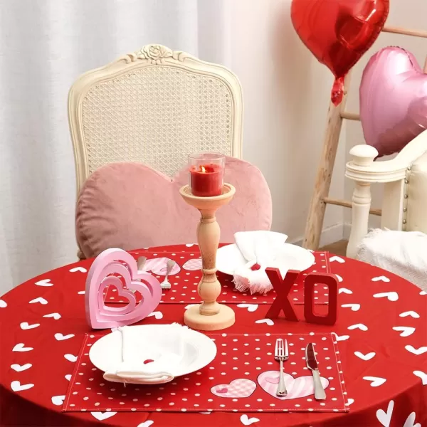 ARKENY Valentines Day Placemats 12x18 Inches Set of 4 Pink Heart Seasonal Farmhouse Burlap Red Indoor Kitchen Dining Table Mats Decorations for Home Party AP53118Red Placemats Set of 4  12X18