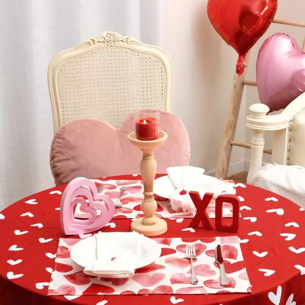 ARKENY Valentines Day Placemats 12x18 Inches Set of 4 Red Pink Heart Love Seasonal Farmhouse Burlap Indoor Kitchen Dining Table Mats Decorations for Home Party AP5534Red Placemats Set of 4  12X18