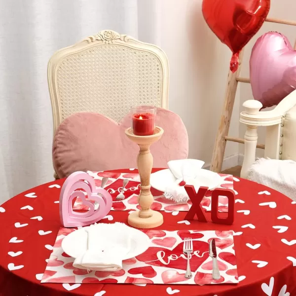 ARKENY Valentines Day Placemats 12x18 Inches Set of 4 Red Pink Heart Love Seasonal Farmhouse Burlap Indoor Kitchen Dining Table Mats Decorations for Home Party AP5534Red Love Placemats Set of 4  12X18