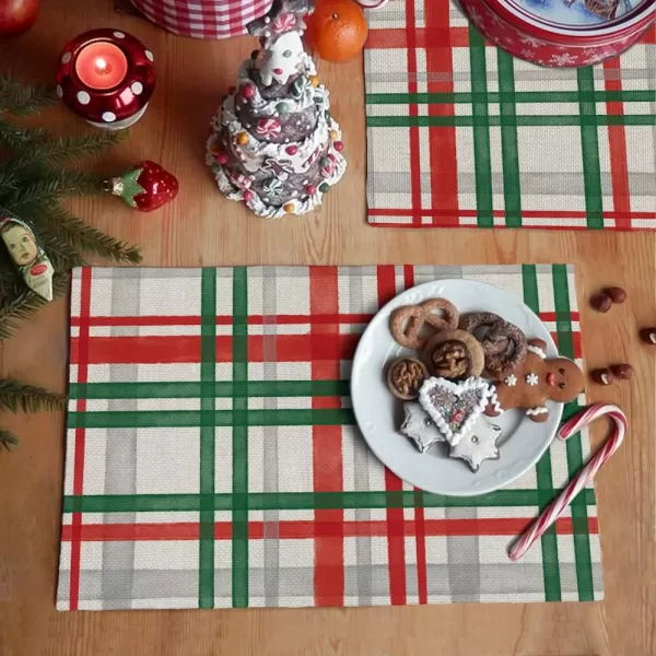 Christmas Decorations Green Red Buffalo Plaid Placemats 18x12 Inches Seasonal Winter Decor Farmhouse Indoor Vintage Theme Gathering Holiday Dinner Party AP217Christmas Decorations Green Red Buffalo Plaid Placemats 18x12 Inches Seasonal Winter Decor Farmhouse Indoor Vintage Theme Gathering Holiday Dinner Party AP217