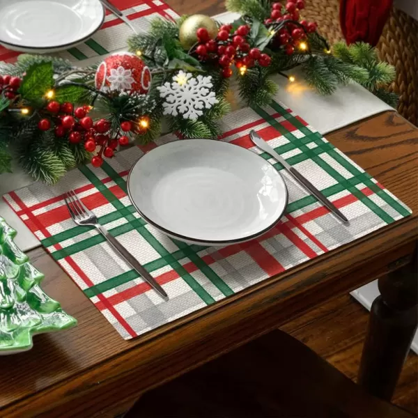 Christmas Decorations Green Red Buffalo Plaid Placemats 18x12 Inches Seasonal Winter Decor Farmhouse Indoor Vintage Theme Gathering Holiday Dinner Party AP217Christmas Decorations Green Red Buffalo Plaid Placemats 18x12 Inches Seasonal Winter Decor Farmhouse Indoor Vintage Theme Gathering Holiday Dinner Party AP217