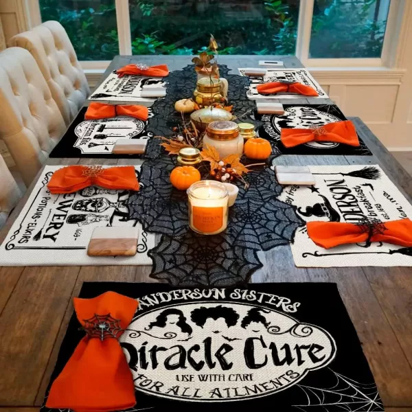 Halloween Decorations Sanderson Sisters Miracle Cure Placemats 12 x 18 Inch Set of 4 Party Dcor Rustic Vintage Washable Table Mats AP175Halloween Decorations Sanderson Sisters Miracle Cure Placemats 12 x 18 Inch Set of 4 Party Dcor Rustic Vintage Washable Table Mats AP175