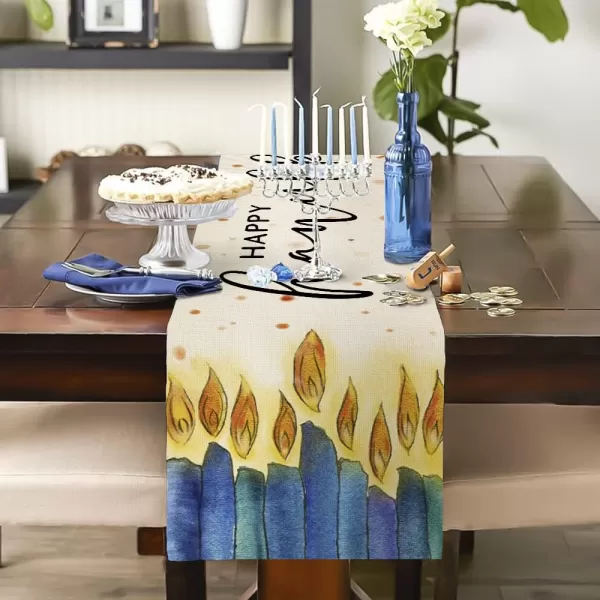 Hanukkah Decorations Watercolor Candle Fire Passover Table Runner 13x72 Inches Seasonal Jewish Menorah Chanukah Decor Holiday Farmhouse Indoor Vintage Theme Gathering Dinner Party AT052Hanukkah Decorations Watercolor Candle Fire Passover Table Runner 13x72 Inches Seasonal Jewish Menorah Chanukah Decor Holiday Farmhouse Indoor Vintage Theme Gathering Dinner Party AT052